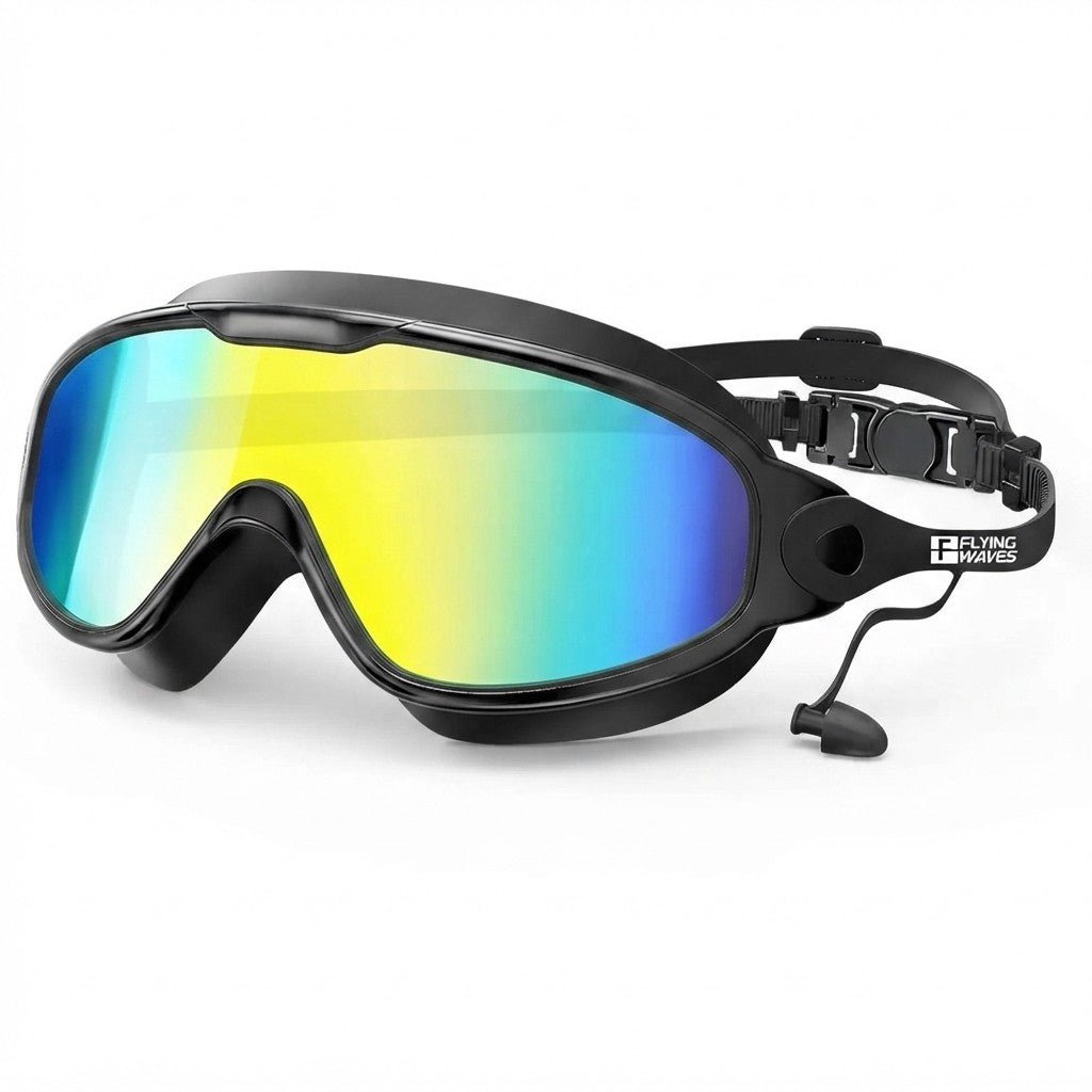 Large Frame Adult Swim Goggles Anti-Fog Wide View Coated Lens UV Protection Pool Swimming Glasses for Adult Youth Men Women