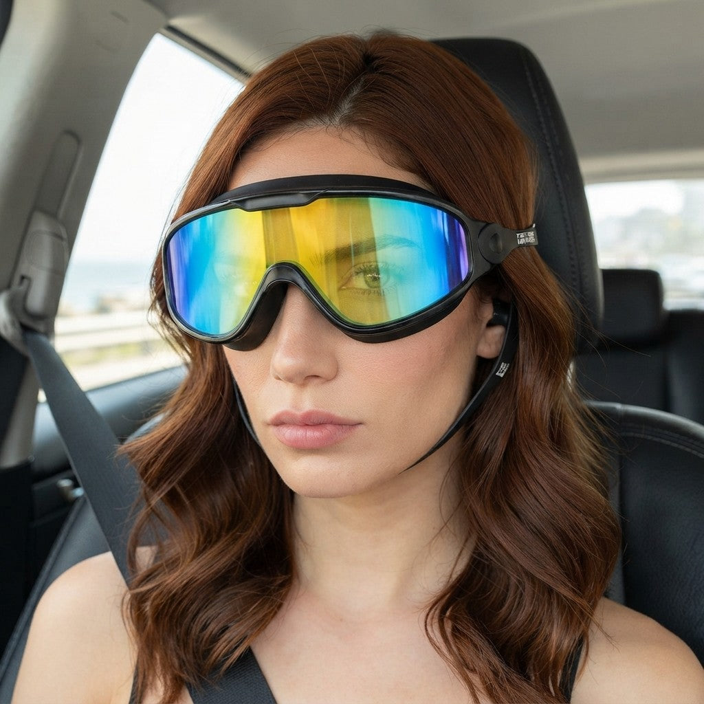 Large Frame Adult Swim Goggles Anti-Fog Wide View Coated Lens UV Protection Pool Swimming Glasses for Adult Youth Men Women
