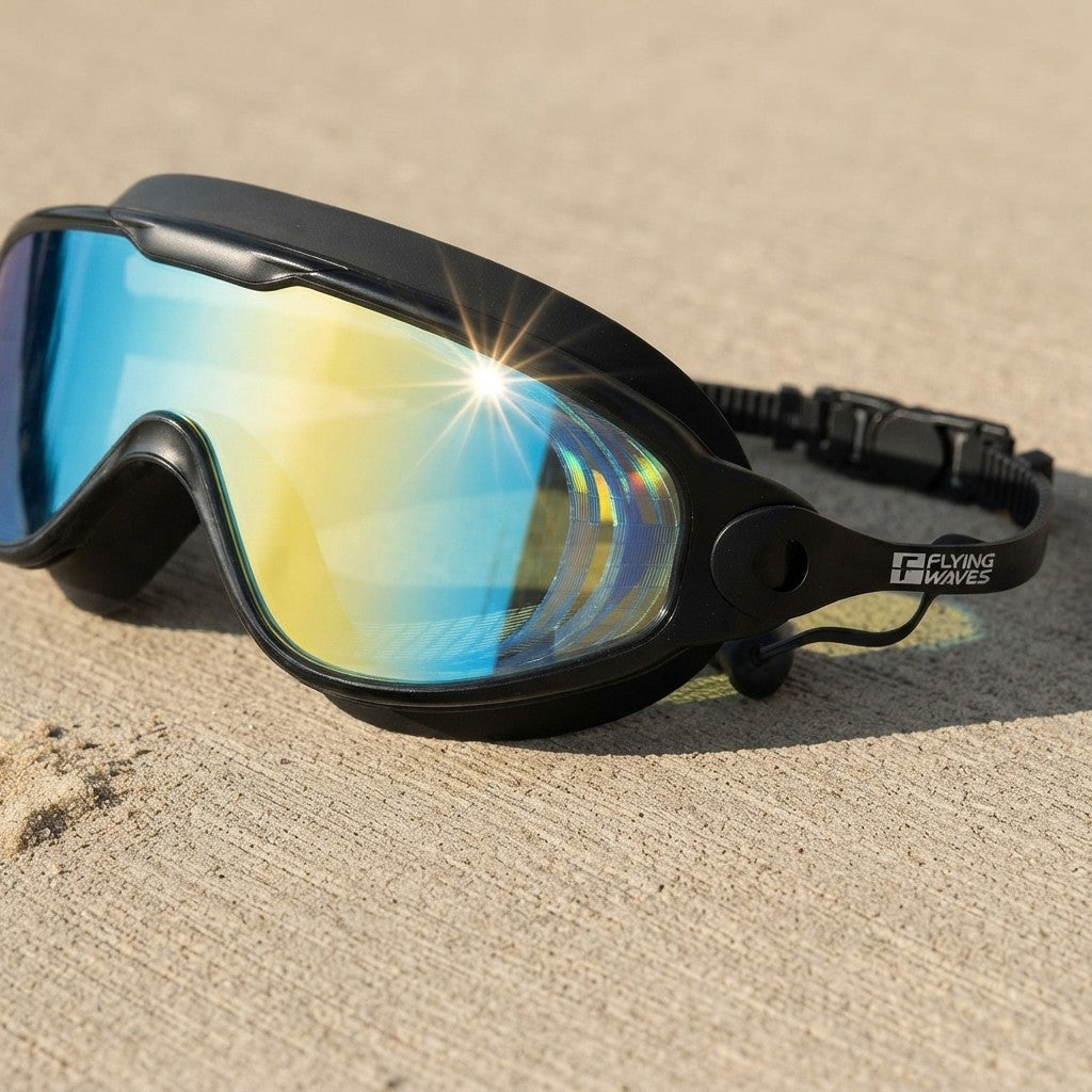 Large Frame Adult Swim Goggles Anti-Fog Wide View Coated Lens UV Protection Pool Swimming Glasses for Adult Youth Men Women
